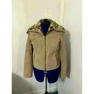 Winlit New York Suede Leather Leopard lined Full Zip Small Coat NWT Mobwife